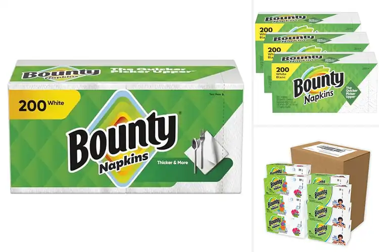 Detailed view of 3 Best Bounty Napkins 200 Counts: Absorb Fast, Feel Soft