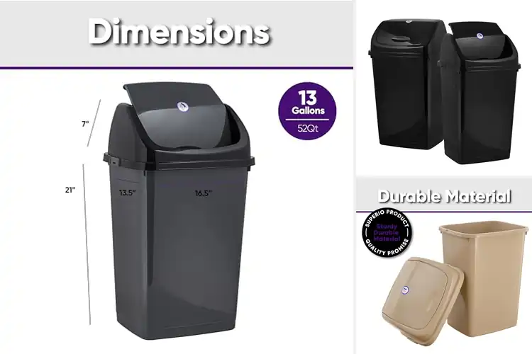 Detailed view of 10 Best Kitchen Swing Lid Bins for a Tidy Home