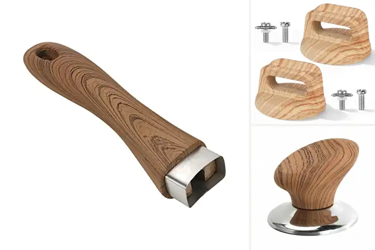 Detailed view of Best Woodgrain Bakelite Handle Pan